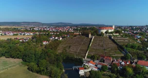 Luftaufnahme Der Burg Kaltenstein Vaihingen Der Enz Einem Sonnigen Sommermorgen — Stockvideo