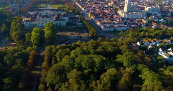 Aerial View Downtown Ludwigsburg Sunny Morning Autumn — Stock Video