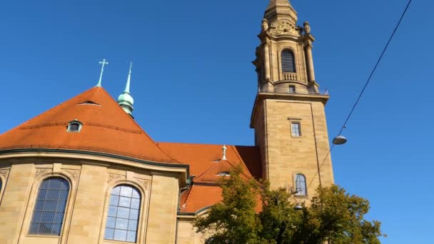 Ludwigsburg Kilisesi Friedenskirche Güneşli Bir Sonbaharda — Stok video