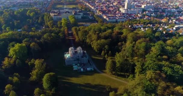 Aerial View Downtown Ludwigsburg Sunny Morning Autumn — Stock Video