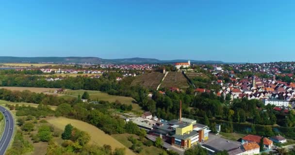 Ilmakuva Kaltensteinin Linnasta Vaihingen Der Enzissä Aurinkoisena Aamuna Kesällä — kuvapankkivideo