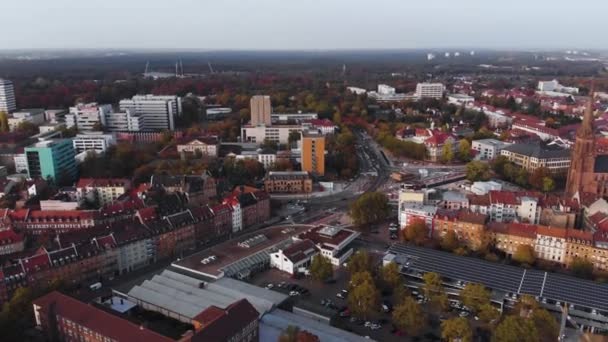 Aerial View Downtown Karlsruhe Germany Cloudy Day Autumn — Stock Video