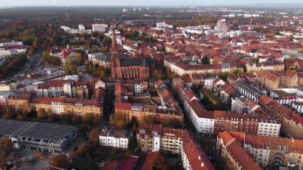 Aerial View Downtown Karlsruhe Germany Cloudy Day Autumn — Stock Video