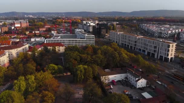 Aerial View Downtown Karlsruhe Germany Cloudy Day Autumn — Stock Video