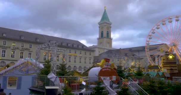 Christmas Ferris Wheel Christmas Market Karlsruhe Cloudy Afternoon — Stock Video