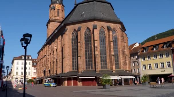 Heidelberg Slunné Ráno Létě Pěší Zóně Centru Starého Města — Stock video