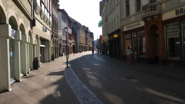 Heidelberg Een Zonnige Ochtend Zomer Voetgangerszone Het Centrum Van Oude — Stockvideo