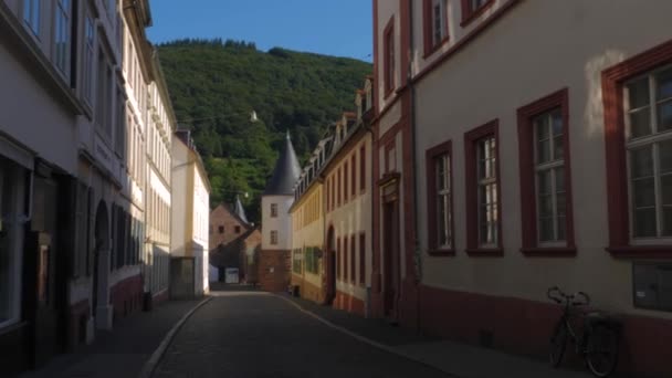 Heidelberg Slunné Ráno Létě Pěší Zóně Centru Starého Města — Stock video