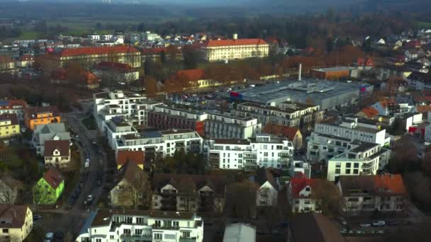 Aerial View City Ettlingen Close Karlsruhe Germany Cloudy Day Autumn — Stock Video