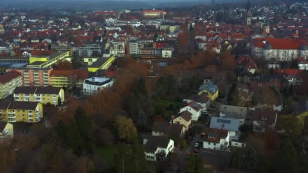 Aerial View City Ettlingen Close Karlsruhe Germany Cloudy Day Autumn — Stock Video