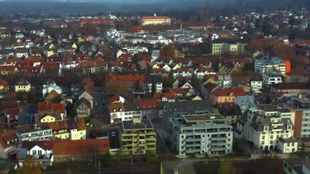 Vedere Aeriană Orașului Ettlingen Aproape Karlsruhe Germania Într Tulbure Toamnă — Videoclip de stoc