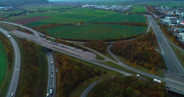 Stuttgart Sindelfingen Yakınlarında Sonbaharda Bulutlu Bir Günde Almanya Daki Otoban — Stok video