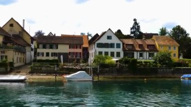 Yazın güneşli bir günde Ren Nehri 'nde Constance, Bodensee' de tekne turu