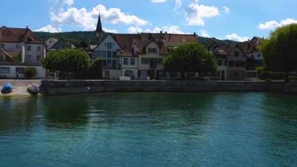 Time Laps Boat Ride Rhine River Lake Constance Bodensee Sunny — Stock Video