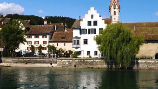 Time Laps Boat Ride Rhine River Lake Constance Bodensee Sunny — Stock Video