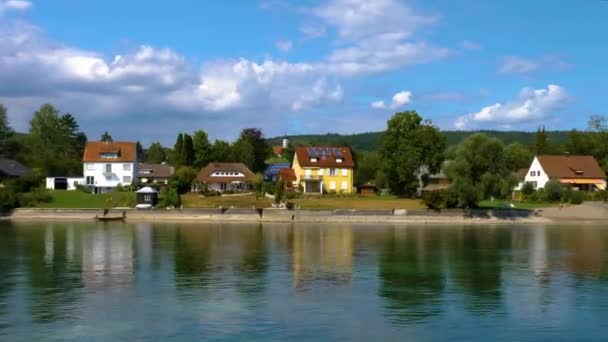 Czas Okrąża Łódź Jeziorze Renu Constance Bodensee Słoneczny Dzień Lecie — Wideo stockowe