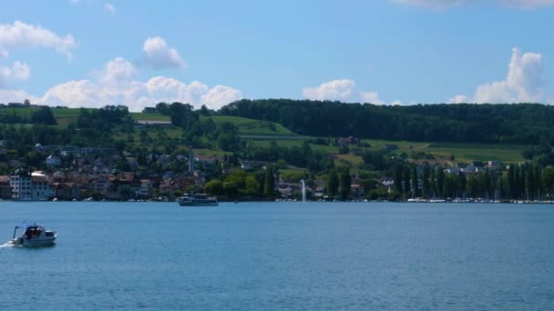 Tijd Ronden Boottocht Rijn River Lake Constance Bodensee Een Zonnige — Stockvideo