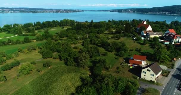 Letecký Pohled Jezero Konstanz Bodensee Německu Slunečného Dne Létě — Stock video