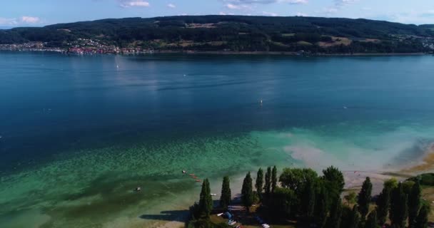 Vista Aérea Lago Konstanz Bodensee Alemanha Dia Ensolarado Verão — Vídeo de Stock
