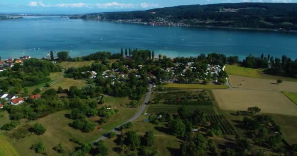 Letecký Pohled Jezero Konstanz Bodensee Německu Slunečného Dne Létě — Stock video