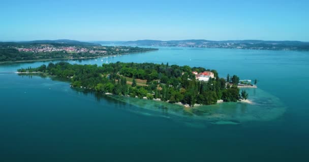 Vista Aérea Ilha Mainau Constância Lago Bodensee Alemanha Dia Ensolarado — Vídeo de Stock