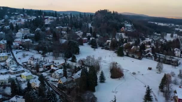 Vista Aérea Cidade Badenweiler Alemanha Floresta Negra Dia Inverno Matutino — Vídeo de Stock