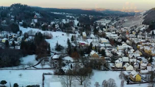 Вигляд Повітря Місто Баденвейлер Німеччині Чорному Лісі Рано Вранці Зимовий — стокове відео