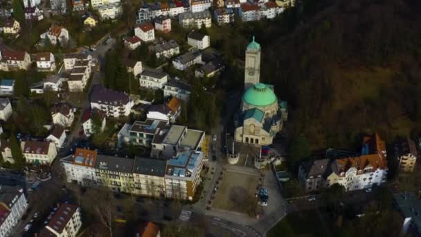 Aerial View City Baden Baden Sunny Day Fall — Stock Video