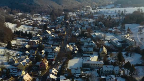 Вигляд Повітря Місто Баденвейлер Німеччині Чорному Лісі Рано Вранці Зимовий — стокове відео