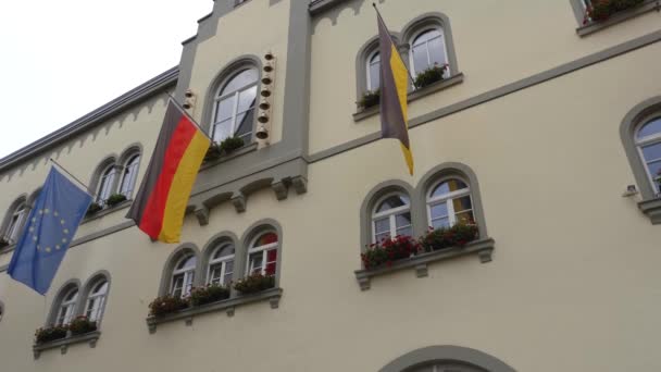 Ciudad Radolfzell Junto Lago Bodensee Ayuntamiento Centro Ciudad Una Mañana — Vídeo de stock