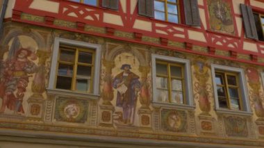 İsviçre 'de Bodensee Gölü' nün yanındaki City Stein am Rhein. Yazın güneşli bir günde eski kasaba..