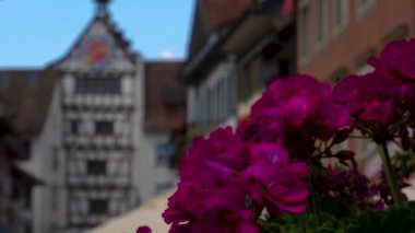 İsviçre 'de Bodensee Gölü' nün yanındaki City Stein am Rhein. Yazın güneşli bir günde eski kasaba..