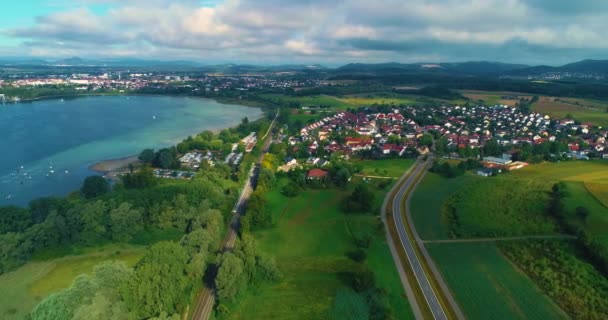 Veduta Aerea Del Lago Konstanz Bodensee Germania Una Giornata Sole — Video Stock