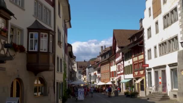 City Stein Rhein Lake Bodensee Switzerland Old Town Sunny Day — Stock Video