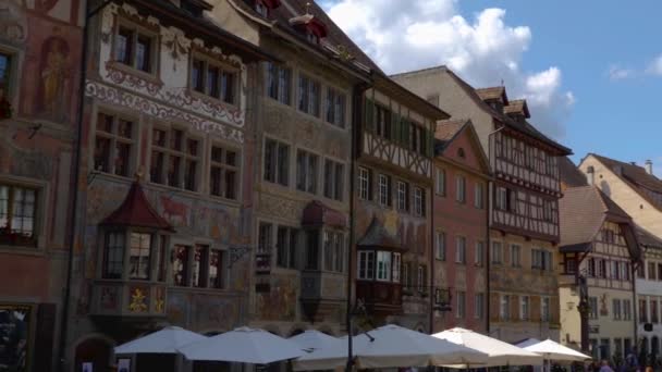 Город Штайн Райн Берегу Озера Бодензе Швейцарии Старый Город Солнечный — стоковое видео