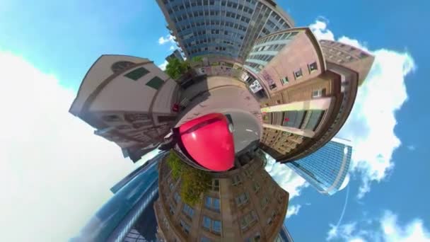 Frankfurt Nad Menem Niemcy Kamerą 360 Stopni Jak Mała Planeta — Wideo stockowe