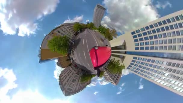 Frankfurt Deutschland Mit 360 Grad Kamera Als Kleiner Planet Einem — Stockvideo