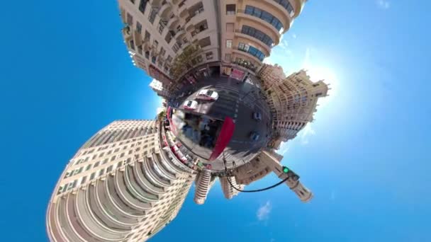 Valencia Spanien Mit 360 Grad Kamera Als Kleiner Planet Einem — Stockvideo