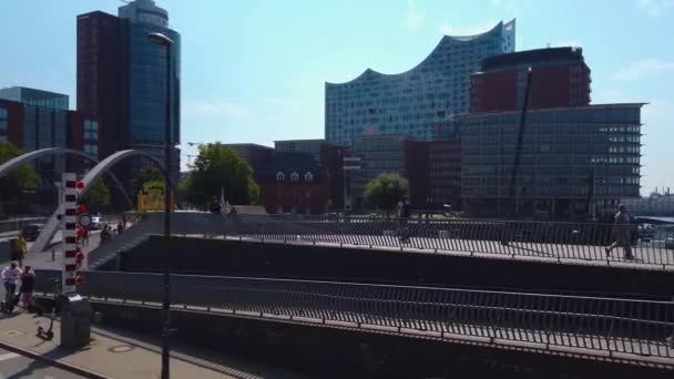 Zboară Străzile Din Hamburg Oraș Din Germania Partea Sus Unui — Videoclip de stoc