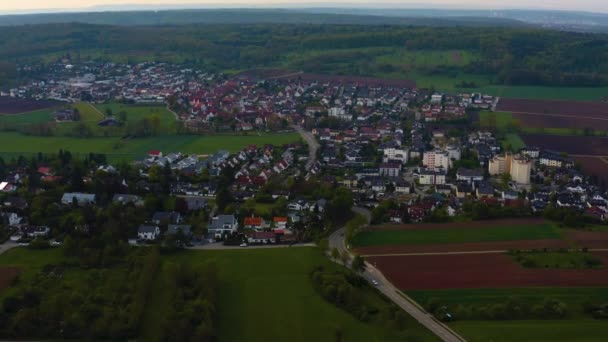 Pequeño Pueblo Warmbronn Alemania Con Pan Izquierda Baden Wrttemberg Temprano — Vídeo de stock