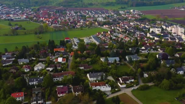 Mała Wioska Warmbronn Niemczech Patelnią Lewo Badenii Wirtembergii Wczesną Wiosną — Wideo stockowe