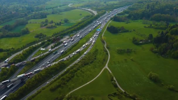 Aerial View Autobahn Crossing Triangle City Leonberg Germany — Stock Video