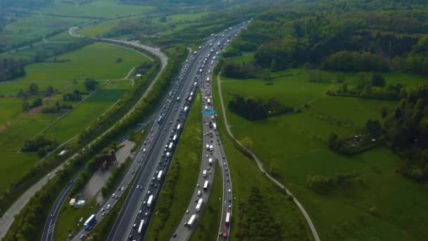 Vista Aérea Del Triángulo Cruce Autopista Lado Ciudad Leonberg Alemania — Vídeos de Stock