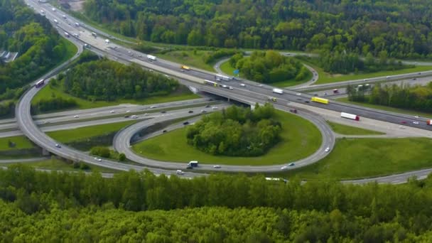 Luchtfoto Van Autobahn Bij Stuttgart Vahingen Duitsland — Stockvideo