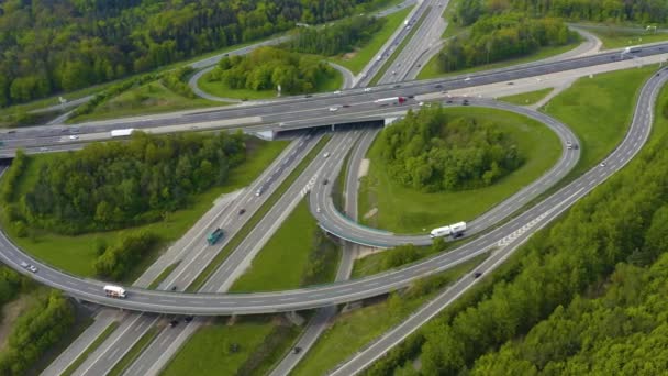 Vista Aérea Autobahn Cruzando Lado Cidade Stuttgart Vahingen Alemanha — Vídeo de Stock