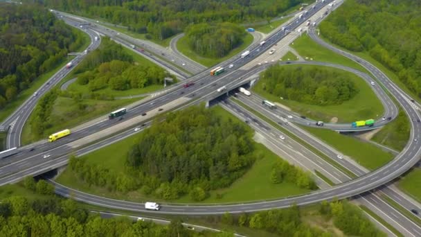 Vista Aérea Del Cruce Autopista Lado Ciudad Stuttgart Vahingen Alemania — Vídeo de stock