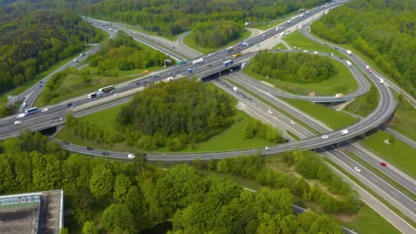 Flygfoto Över Autobahn Korsning Bredvid Staden Stuttgart Vahingen Tyskland — Stockvideo