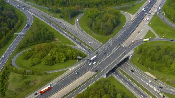 Vue Aérienne Autobahn Traversant Ville Stuttgart Vahingen Allemagne — Video