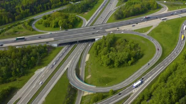 Вид Воздуха Кпп Autobahn Рядом Городом Штутгарт Вахинген Германии — стоковое видео