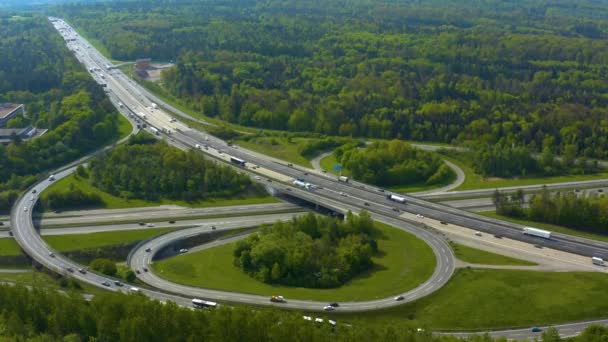 Vista Aérea Autobahn Cruzando Lado Cidade Stuttgart Vahingen Alemanha — Vídeo de Stock